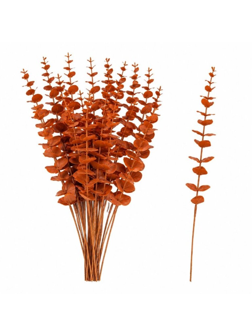Terracotta Faux Eucalyptus Stems 20pc 15 Inch Wired Artificial Greenery Fall Wre